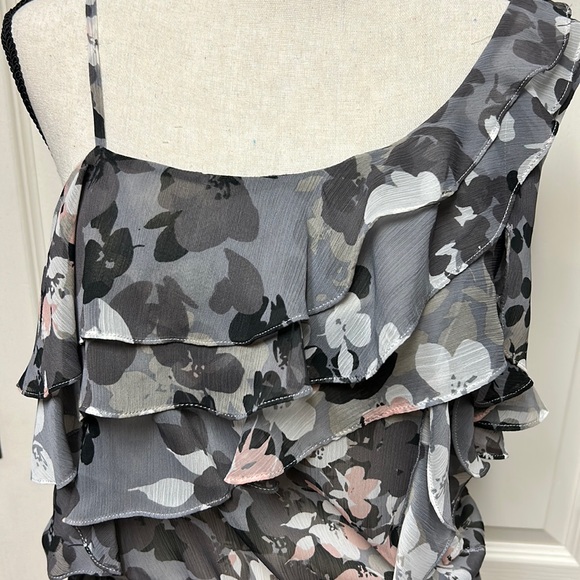 Express Sheer One Shoulder Ruffle Sleeveless Tank Top Small - Picture 5 of 6